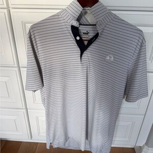 Puma Men's Polo Shirt - White with Navy Accents